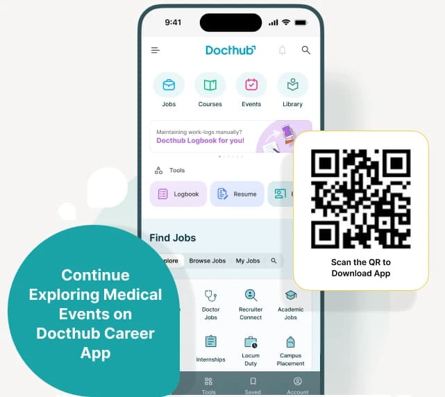 Docthub Healthcare Career app preview with QR code
